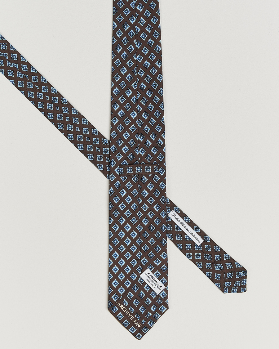 Herr | Slipsar | E. Marinella | Archivio 3-Fold Printed Silk Tie Brown
