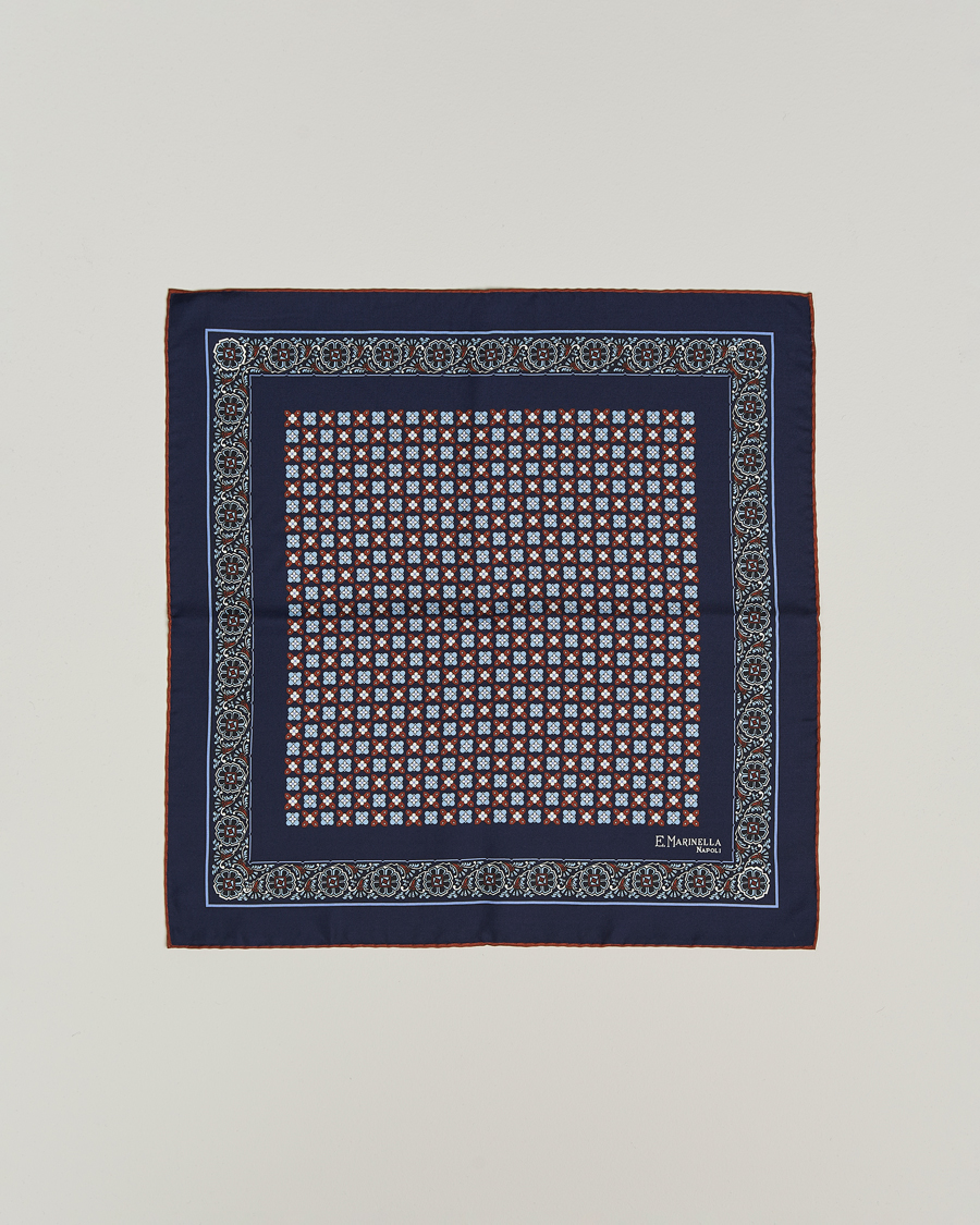 Herr | Näsdukar | E. Marinella | Silk Pocket Square Navy