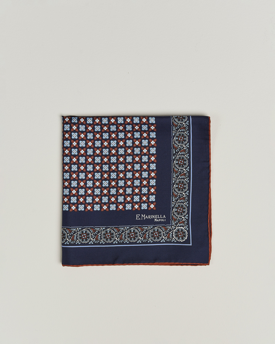 Herr | Näsdukar | E. Marinella | Silk Pocket Square Navy