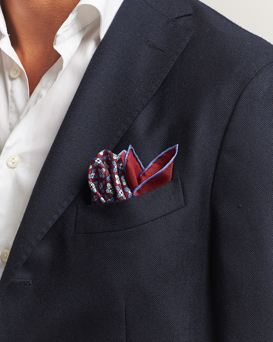 Herr | Näsdukar | E. Marinella | Silk Pocket Square Burgundy