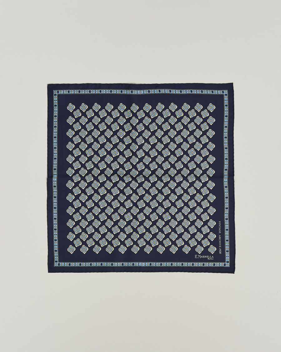 Herr | Näsdukar | E. Marinella | Archivio Silk Pocket Square Navy