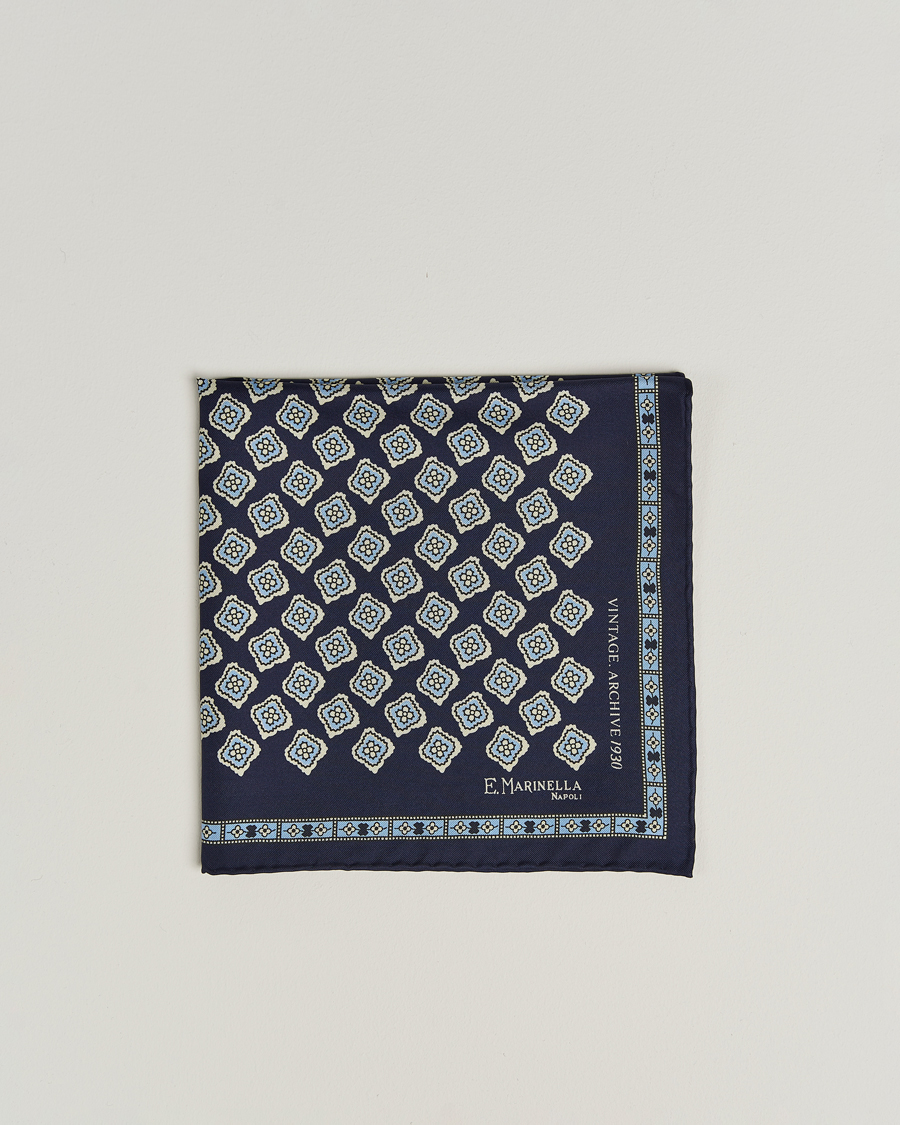 Herr | Näsdukar | E. Marinella | Archivio Silk Pocket Square Navy