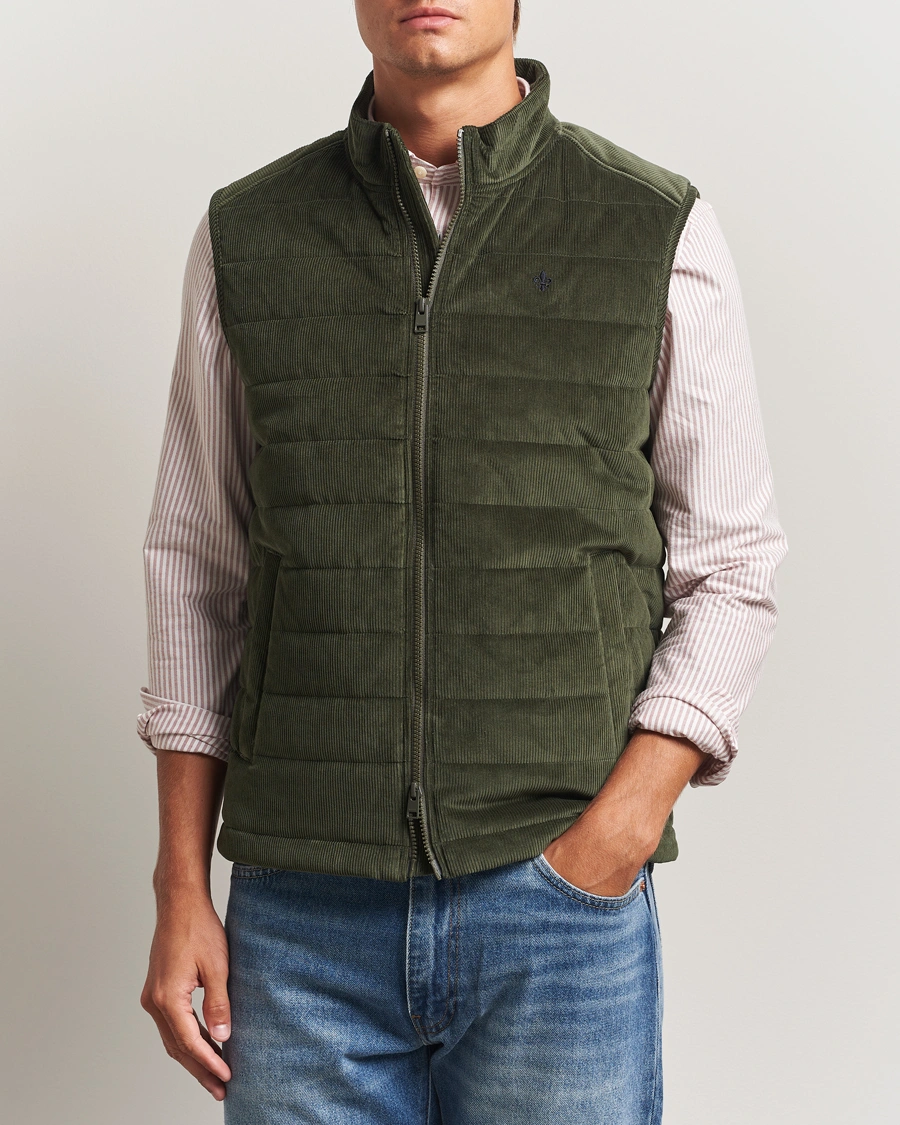 Herr | Västar | Morris | Ted Quilted Cord Vest Olive