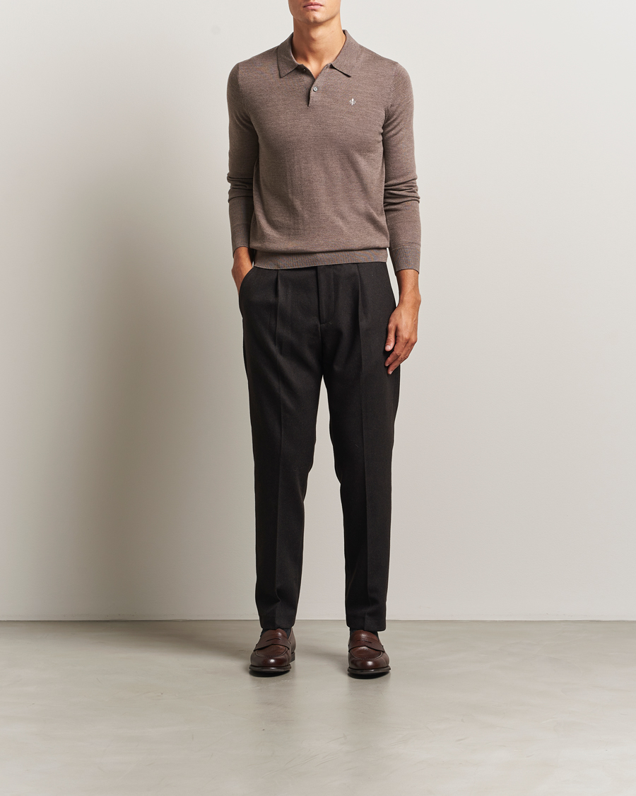 Herr | Tröjor | Morris | Merino Polo Knit Brown