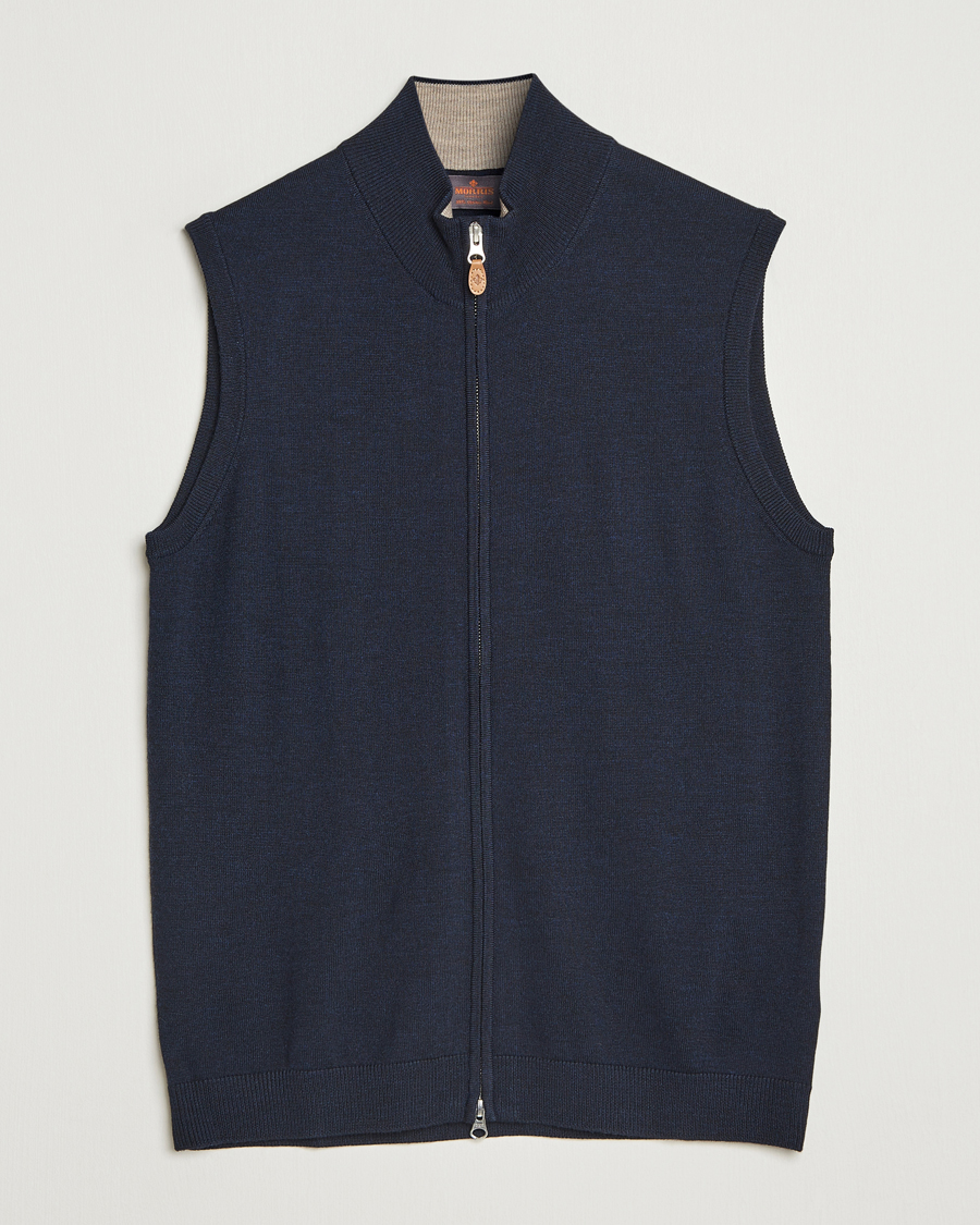 Herr | Tröjor | Morris | Merino Zip Vest Navy
