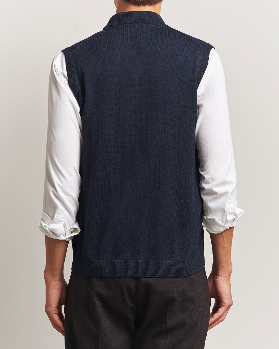 Herr | Tröjor | Morris | Merino Zip Vest Navy