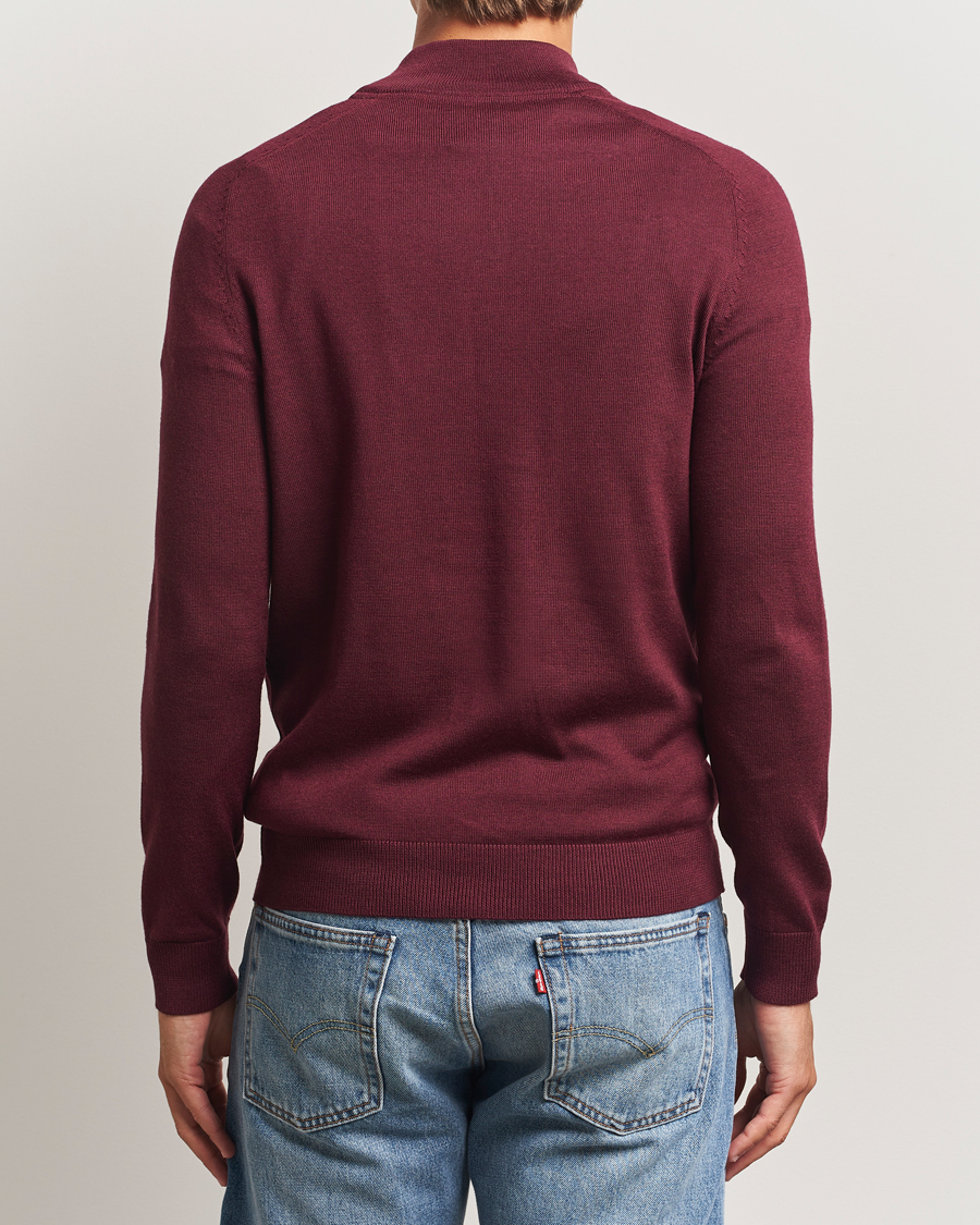 Herr | Tröjor | Morris | John Merino Half Zip Wine Red