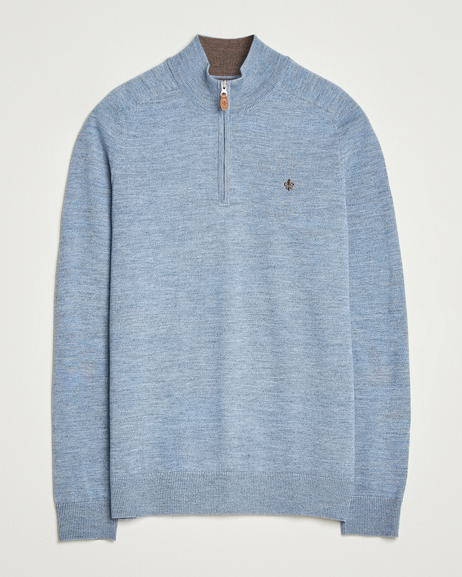 Herr | Tröjor | Morris | John Merino Half Zip Light Blue
