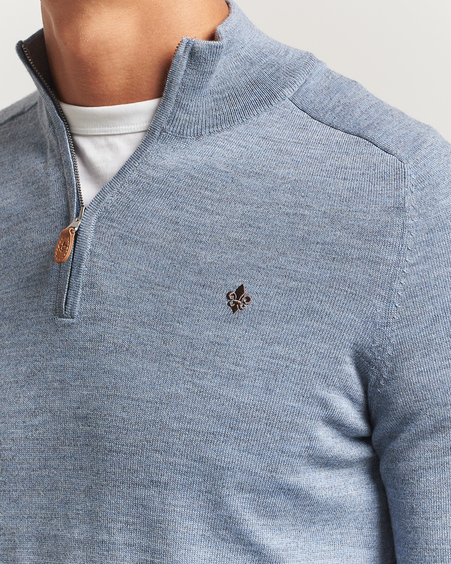 Herr | Tröjor | Morris | John Merino Half Zip Light Blue