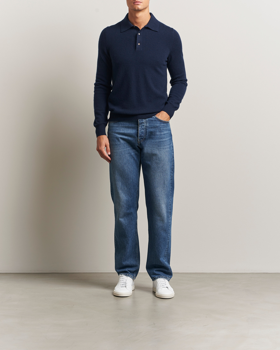 Herr | Tröjor | Morris | Cashmere Polo Neck Navy