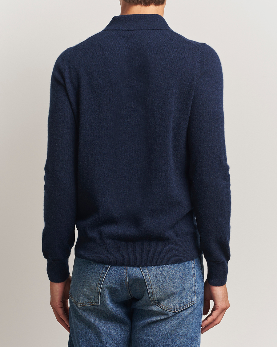 Herr | Tröjor | Morris | Cashmere Polo Neck Navy