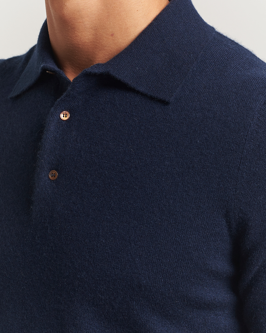 Herr | Tröjor | Morris | Cashmere Polo Neck Navy