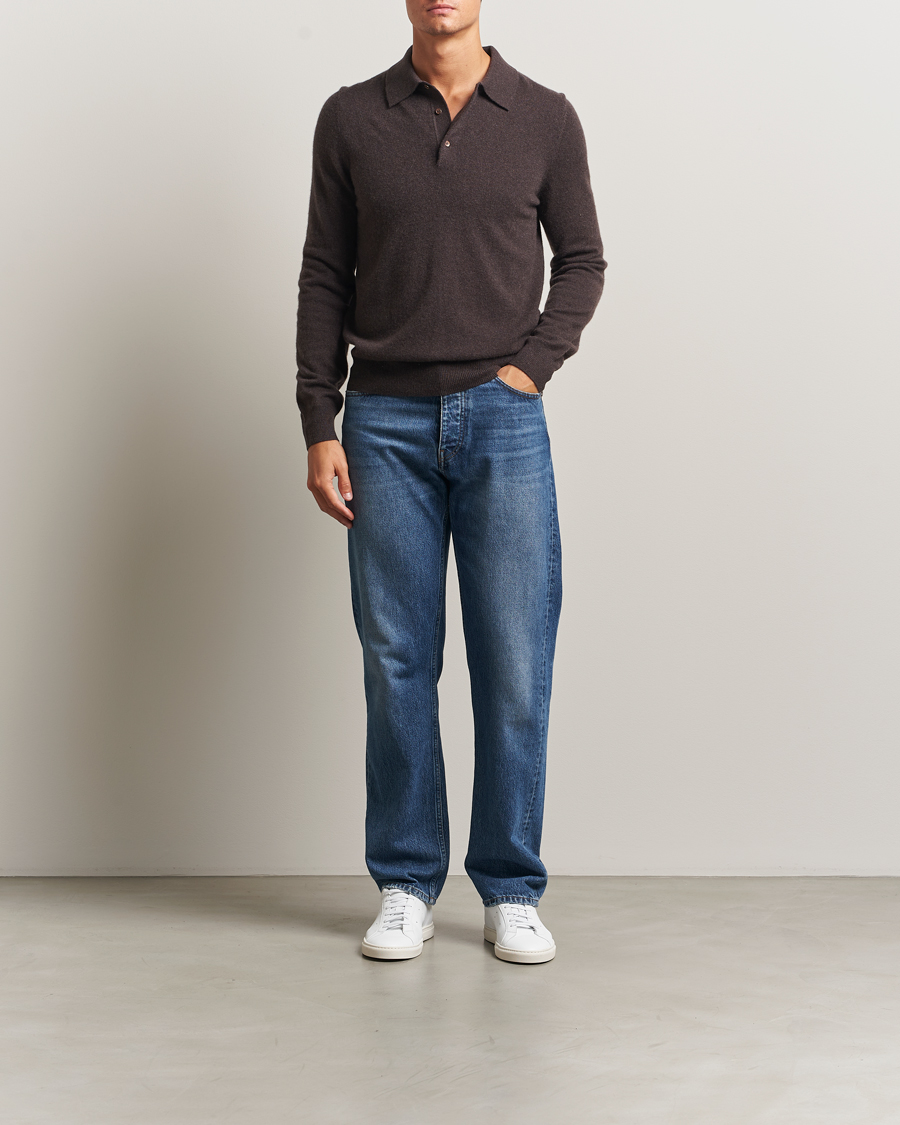 Herr | Tröjor | Morris | Cashmere Polo Neck Brown