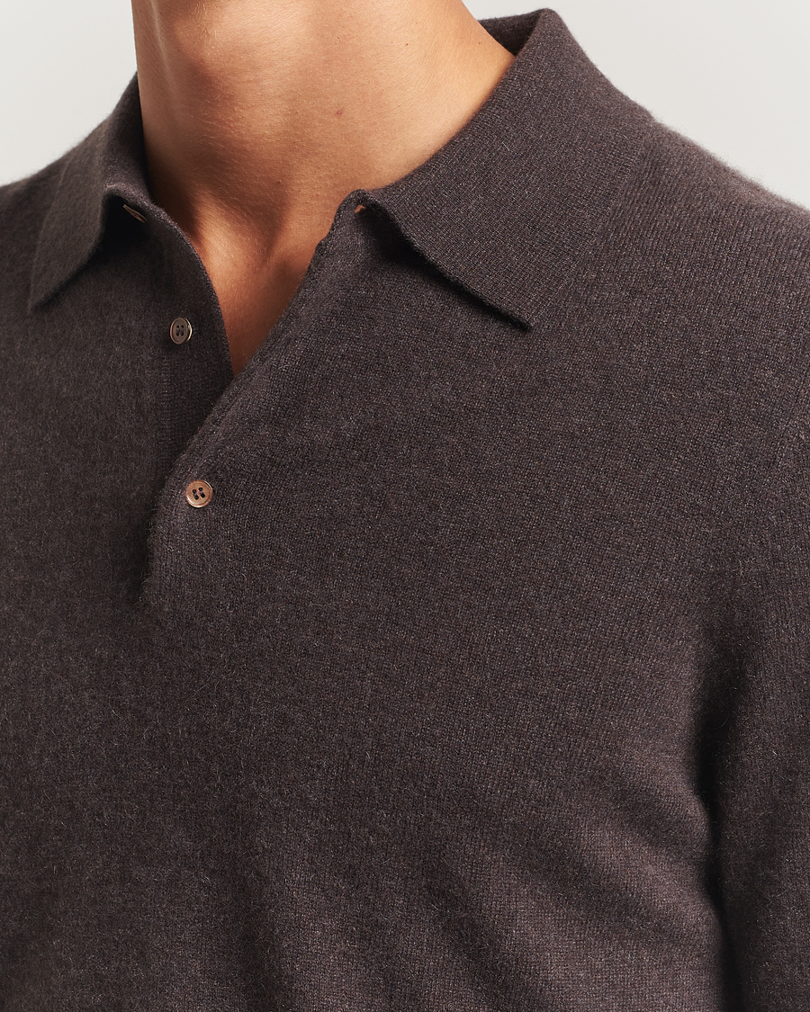 Herr | Tröjor | Morris | Cashmere Polo Neck Brown