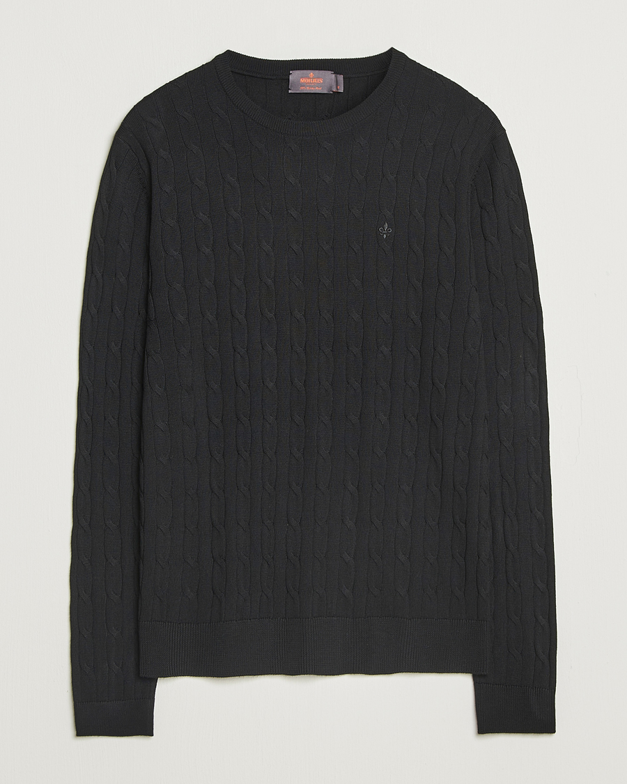 Herr | Tröjor | Morris | Merino Cable O-Neck Black