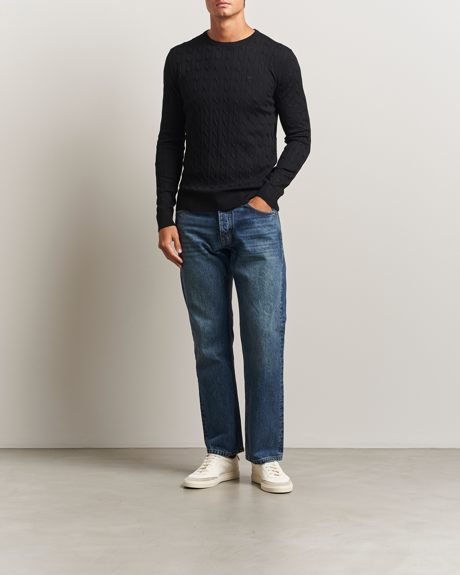 Herr | Tröjor | Morris | Merino Cable O-Neck Black