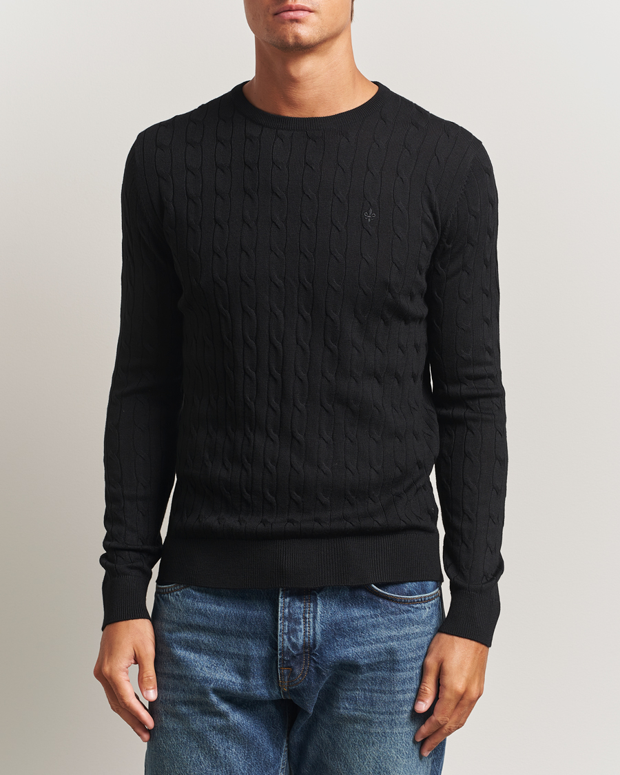Herr | Tröjor | Morris | Merino Cable O-Neck Black
