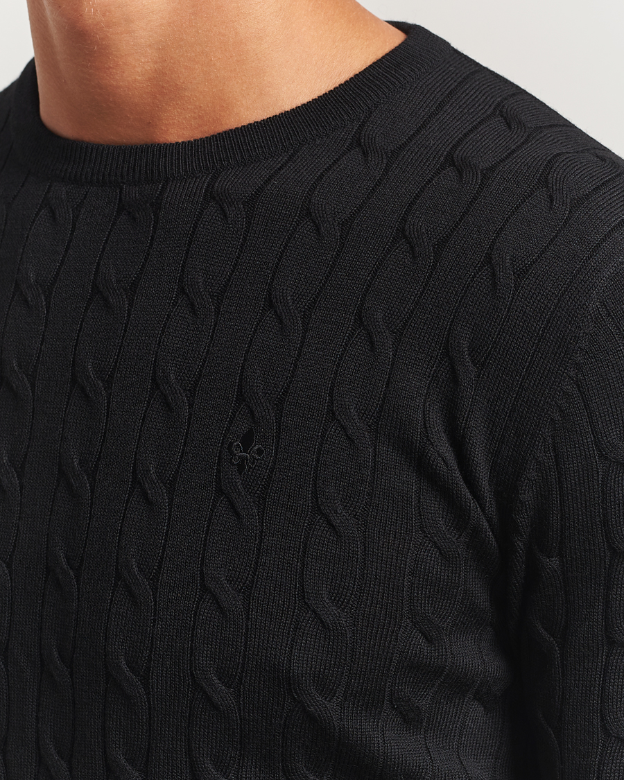 Herr | Tröjor | Morris | Merino Cable O-Neck Black