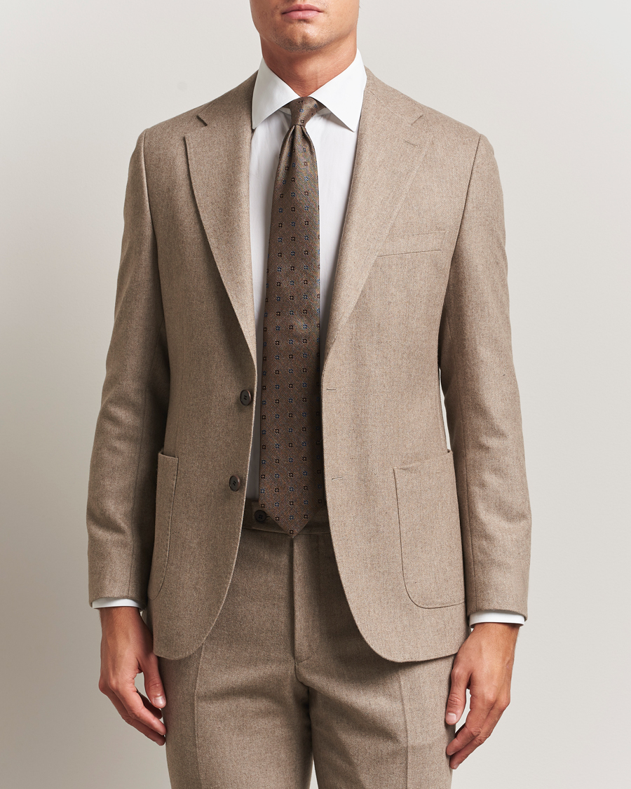 Herr | Kavajer | Morris | Flannel Wool Blazer Khaki