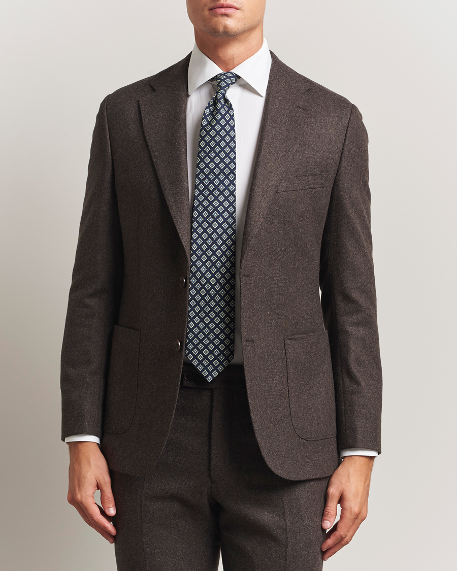 Herr | Kavajer | Morris | Flannel Wool Blazer Brown