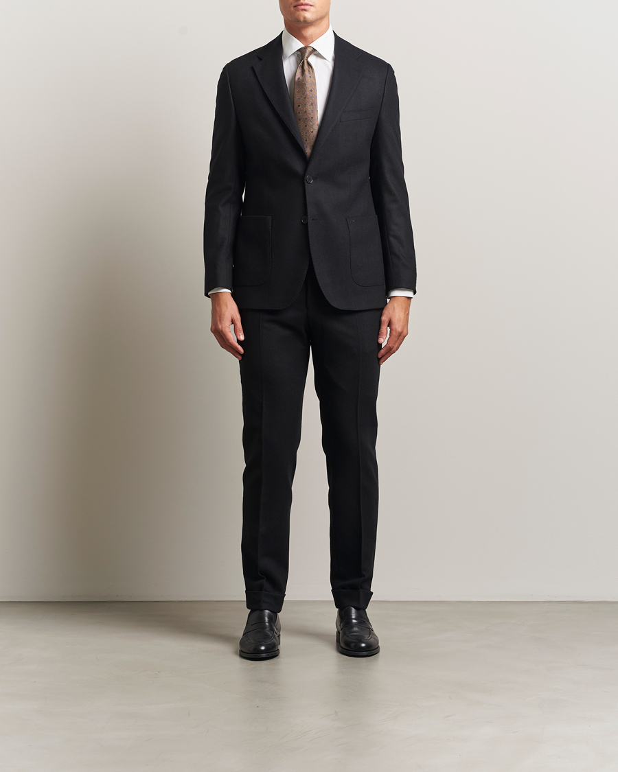 Herr | Kavajer | Morris | Flannel Wool Blazer Black