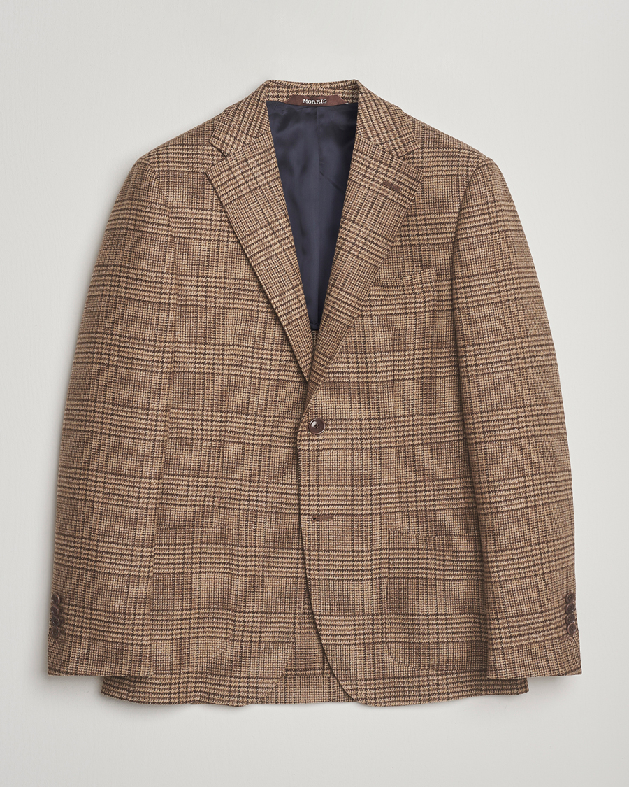 Herr | Kavajer | Morris | Wool Silk Check Blazer Brown