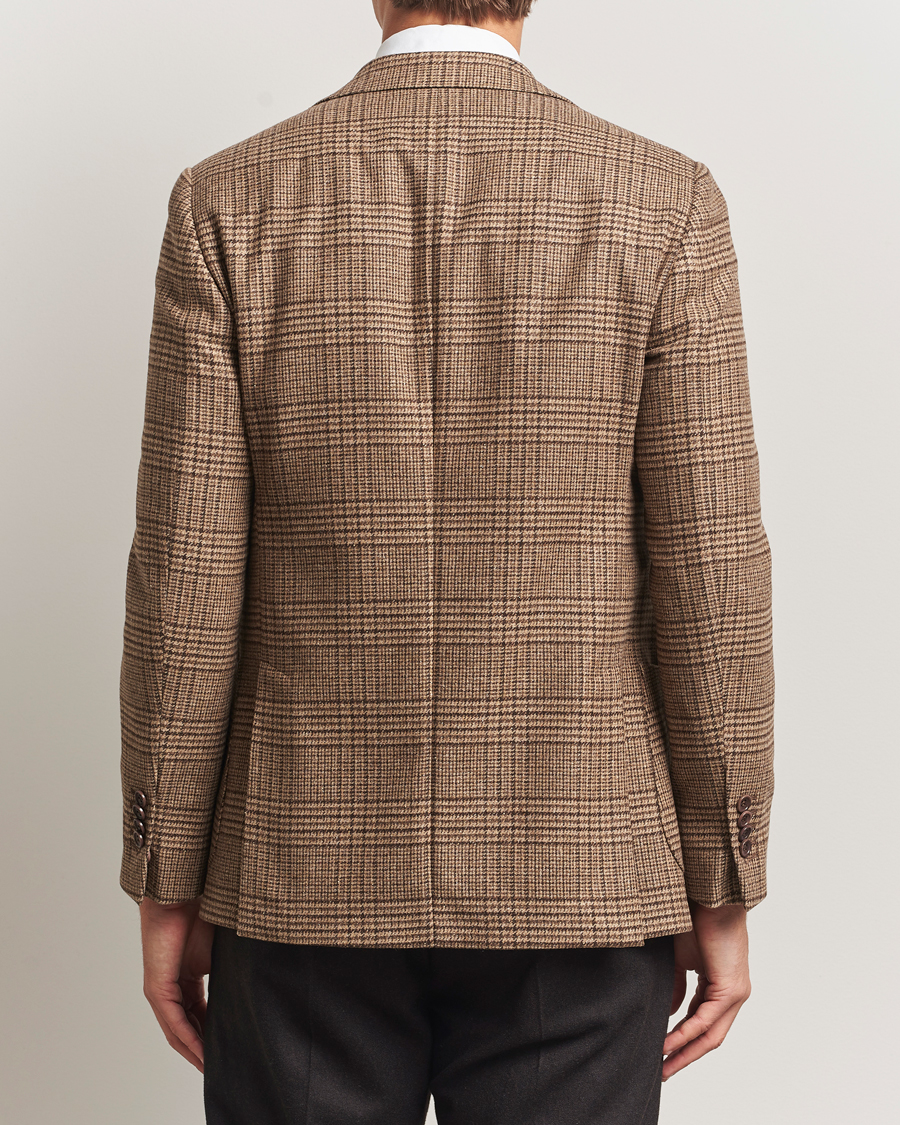 Herr | Kavajer | Morris | Wool Silk Check Blazer Brown