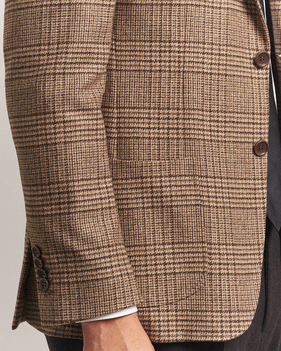 Herr | Kavajer | Morris | Wool Silk Check Blazer Brown