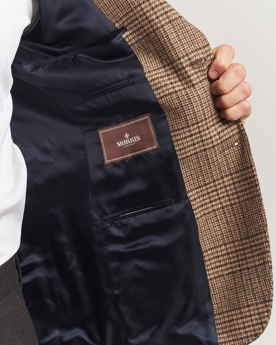 Herr | Kavajer | Morris | Wool Silk Check Blazer Brown