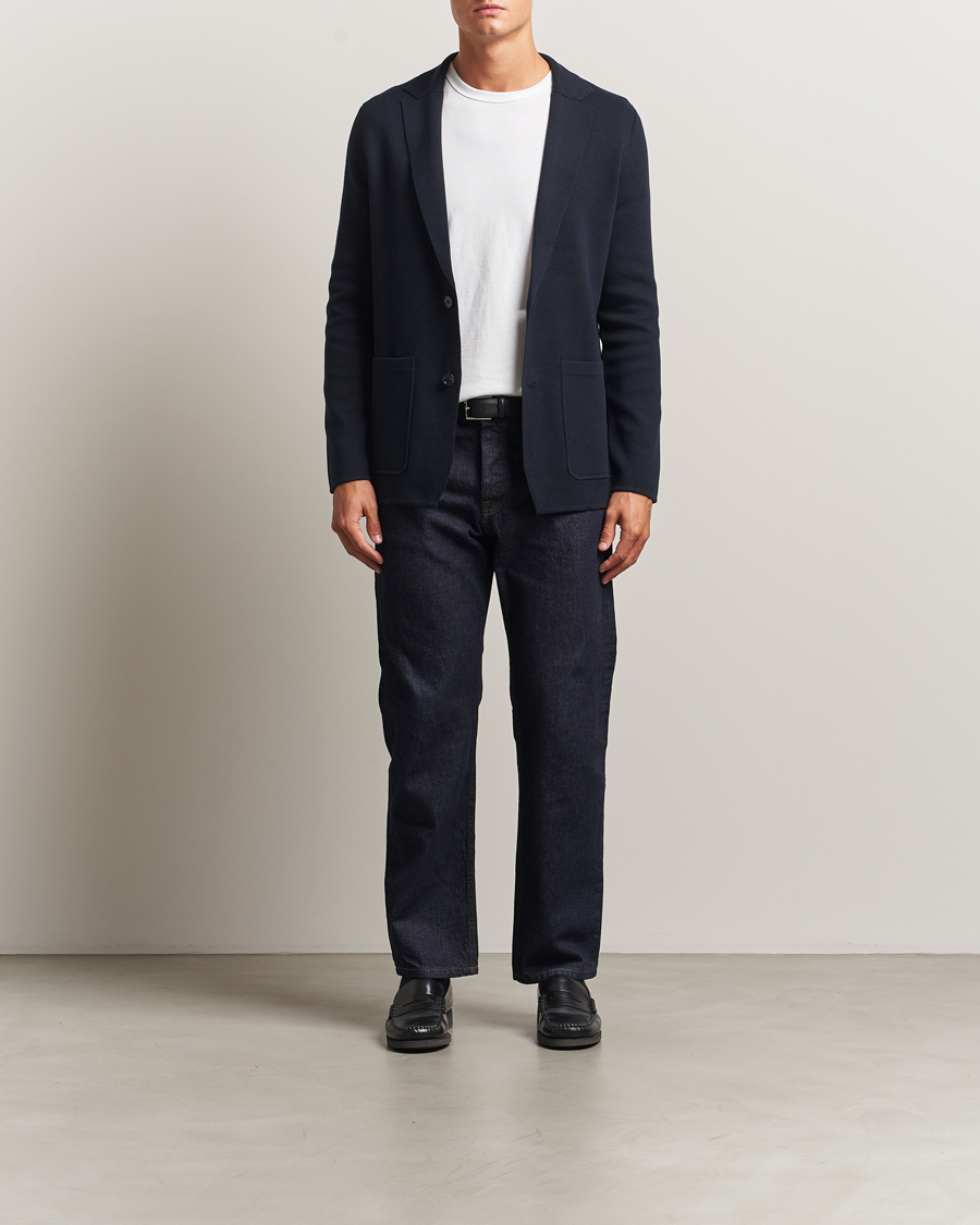 Herr | Kavajer | Morris | Jake Knitted Blazer Old Blue