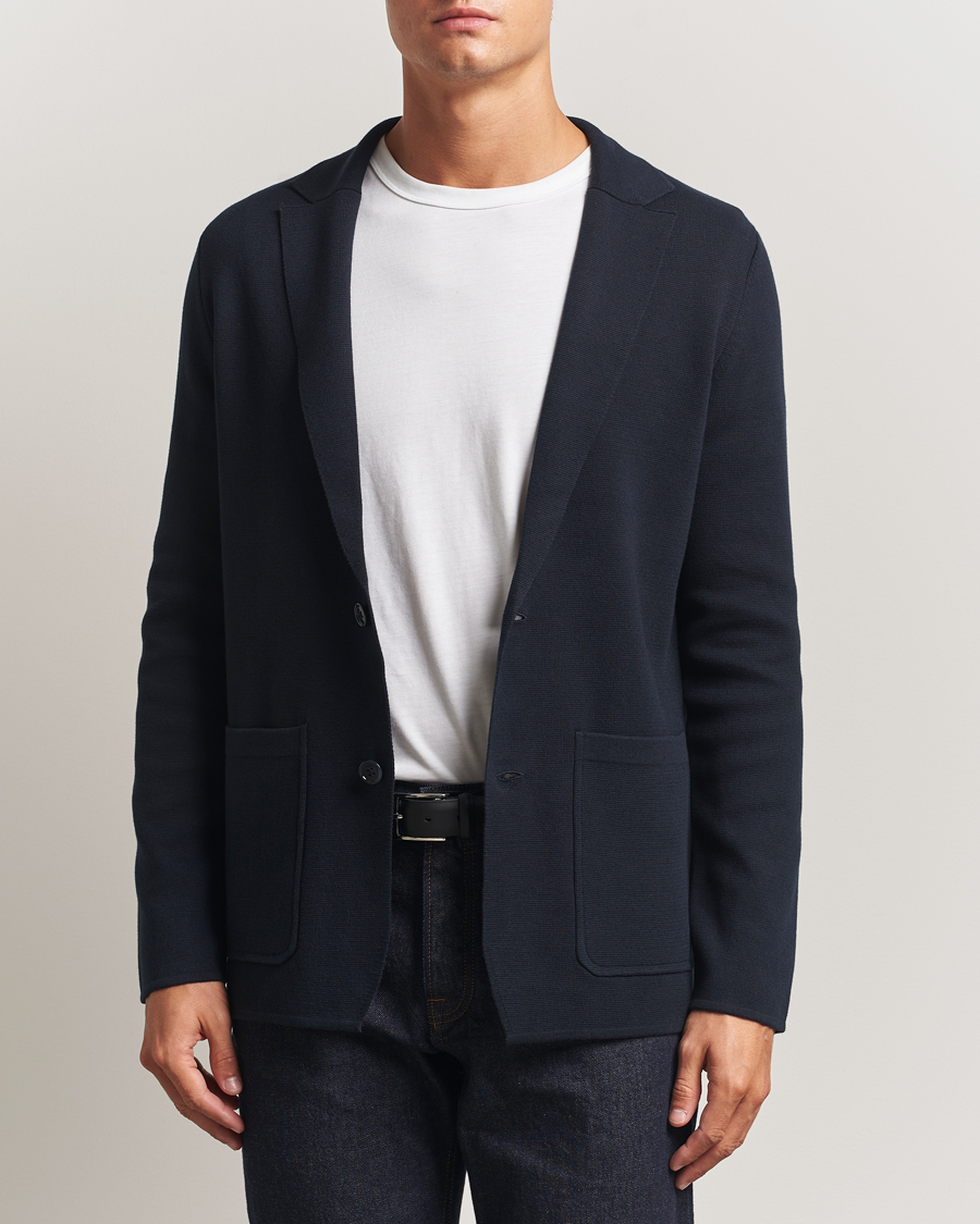 Herr | Kavajer | Morris | Jake Knitted Blazer Old Blue