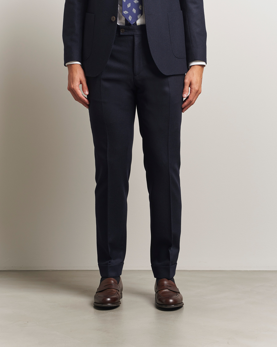 Herr | Byxor | Morris | Jack Flannel Trousers Navy