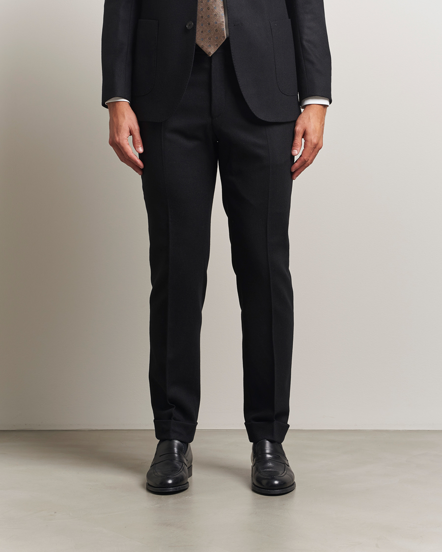 Herr | Byxor | Morris | Jack Flannel Trousers Black