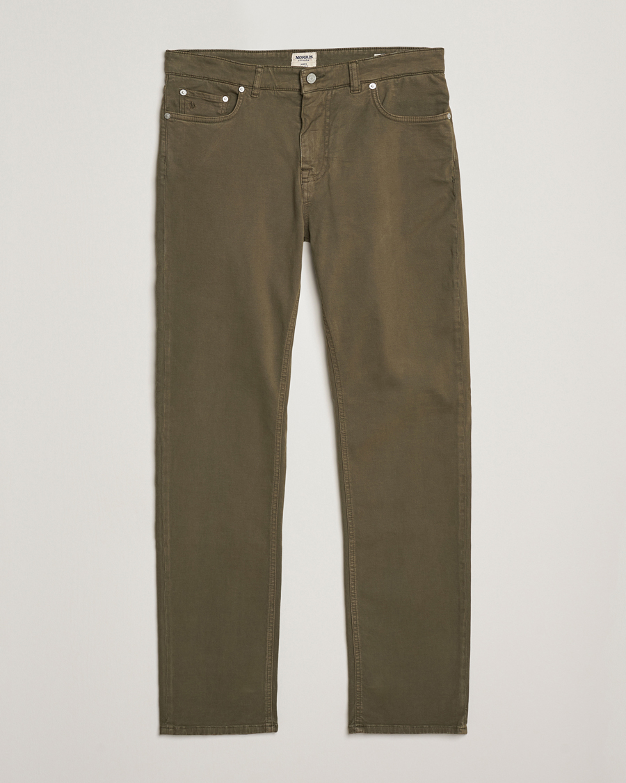 Herr | Byxor | Morris | James Brushed 5-Pocket Pants Olive