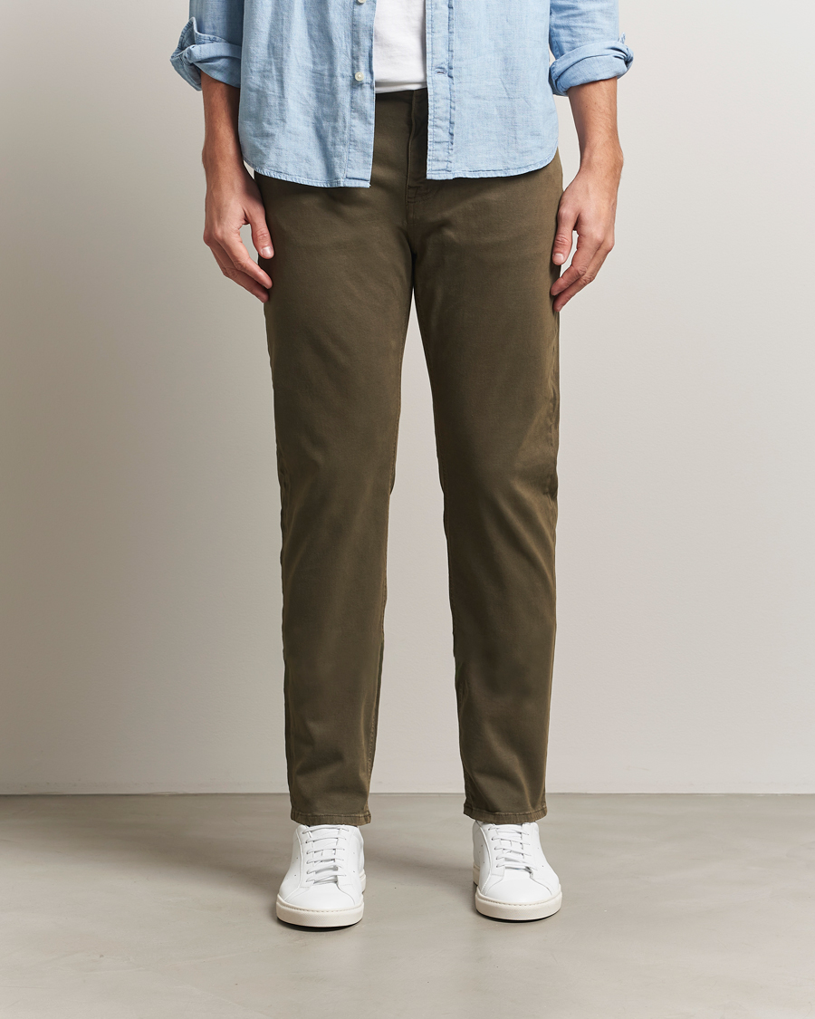 Herr | Byxor | Morris | James Brushed 5-Pocket Pants Olive