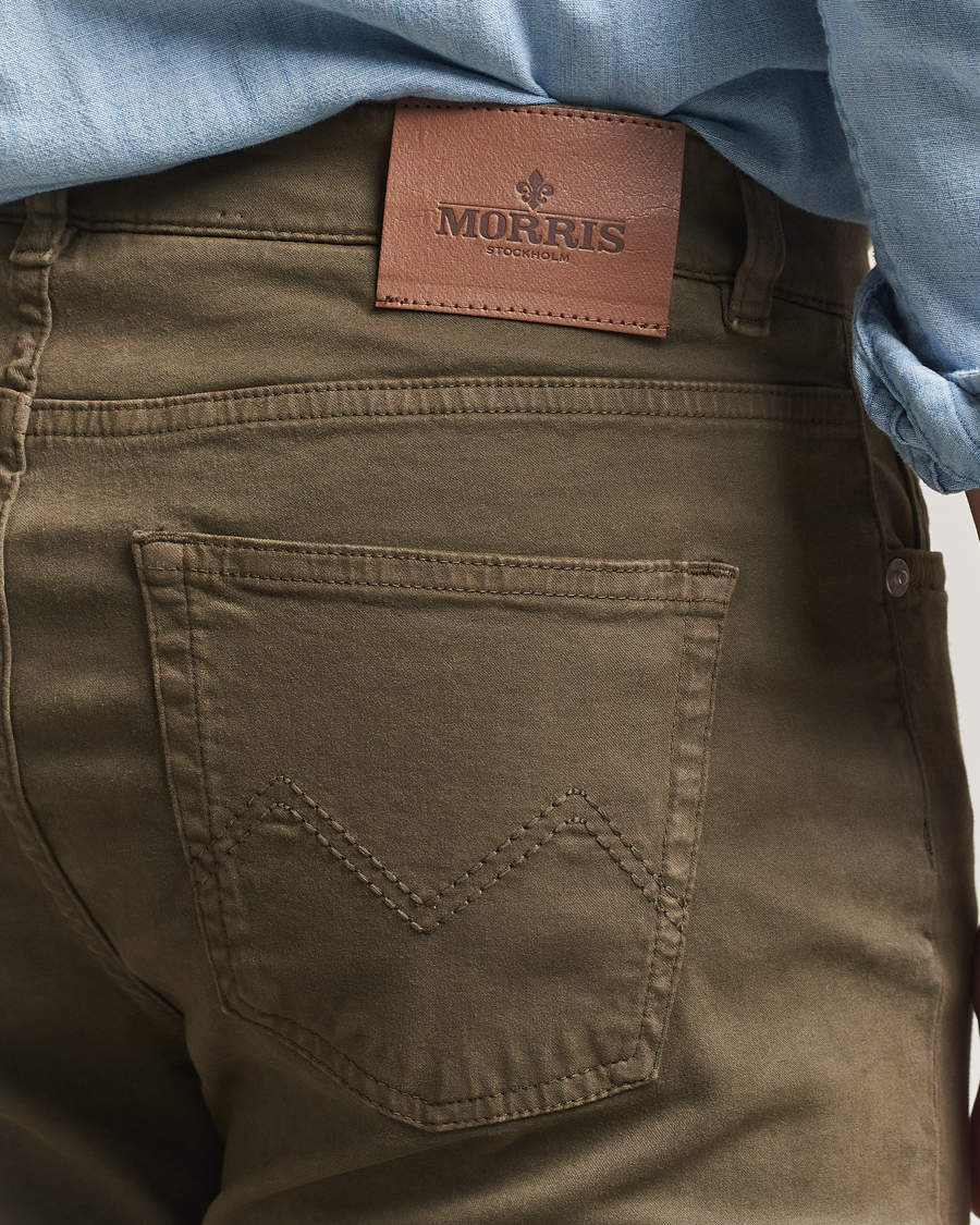 Herr | Byxor | Morris | James Brushed 5-Pocket Pants Olive