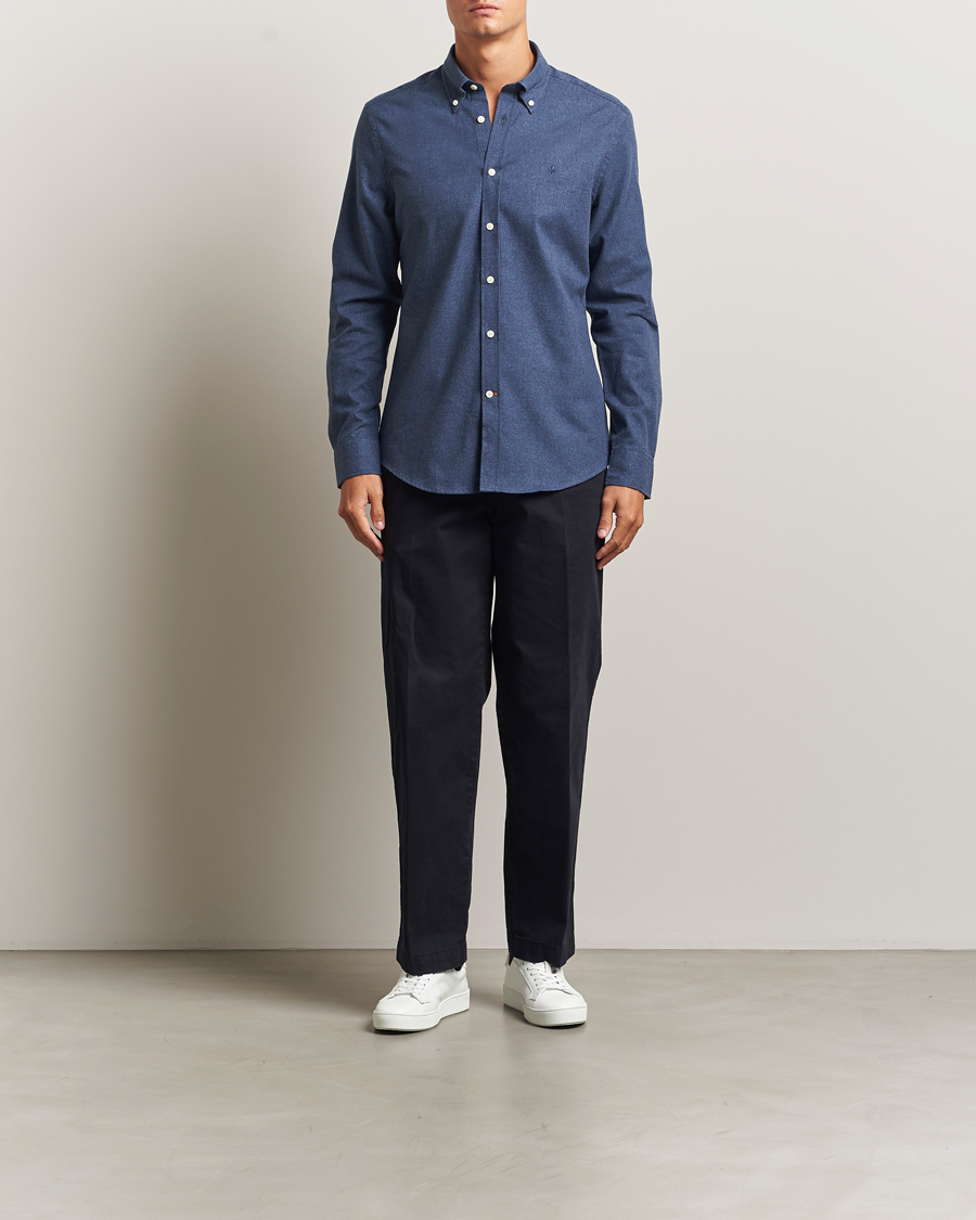 Herr | Skjortor | Morris | Watts Flannel Shirt Navy