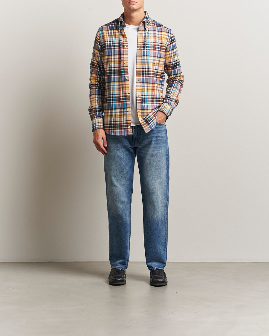 Herr | Skjortor | Morris | Happy Tartan Check Shirt Yellow