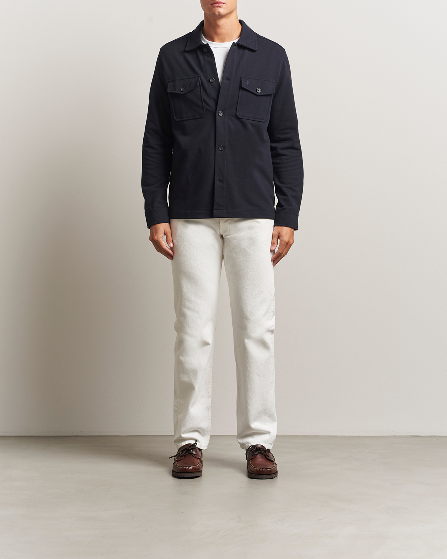 Herr | Skjortor | Morris | Andrew Jersey Overshirt Old Blue