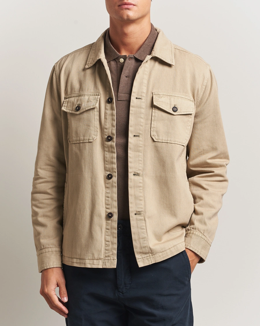 Herr | Skjortor | Morris | Alain Twill Shirt Jacket Khaki