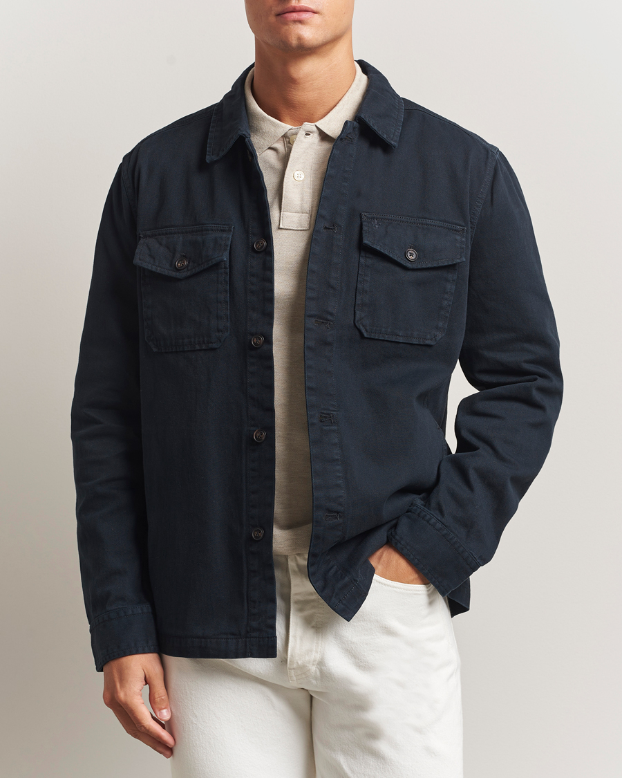 Herr | Skjortor | Morris | Alain Twill Shirt Jacket Old Blue