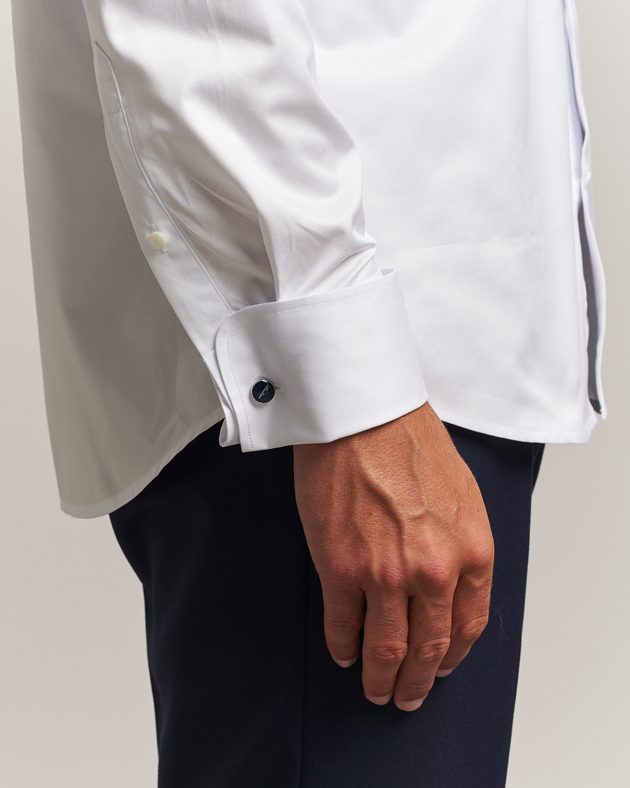 Herr | Skjortor | Stenströms | Regular Fit Cotton Twill Double Cuff Shirt White