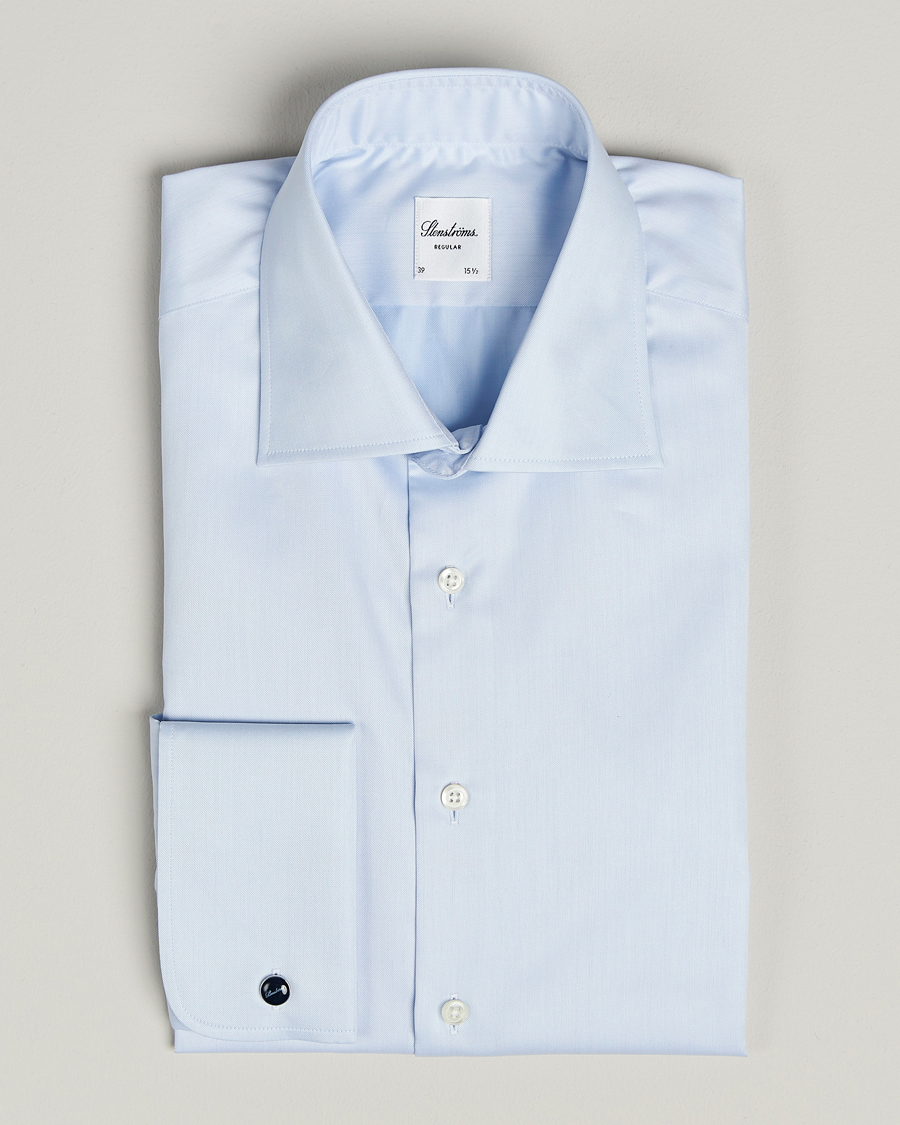 Herr | Skjortor | Stenströms | Regular Fit Cotton Twill Double Cuff Shirt Blue