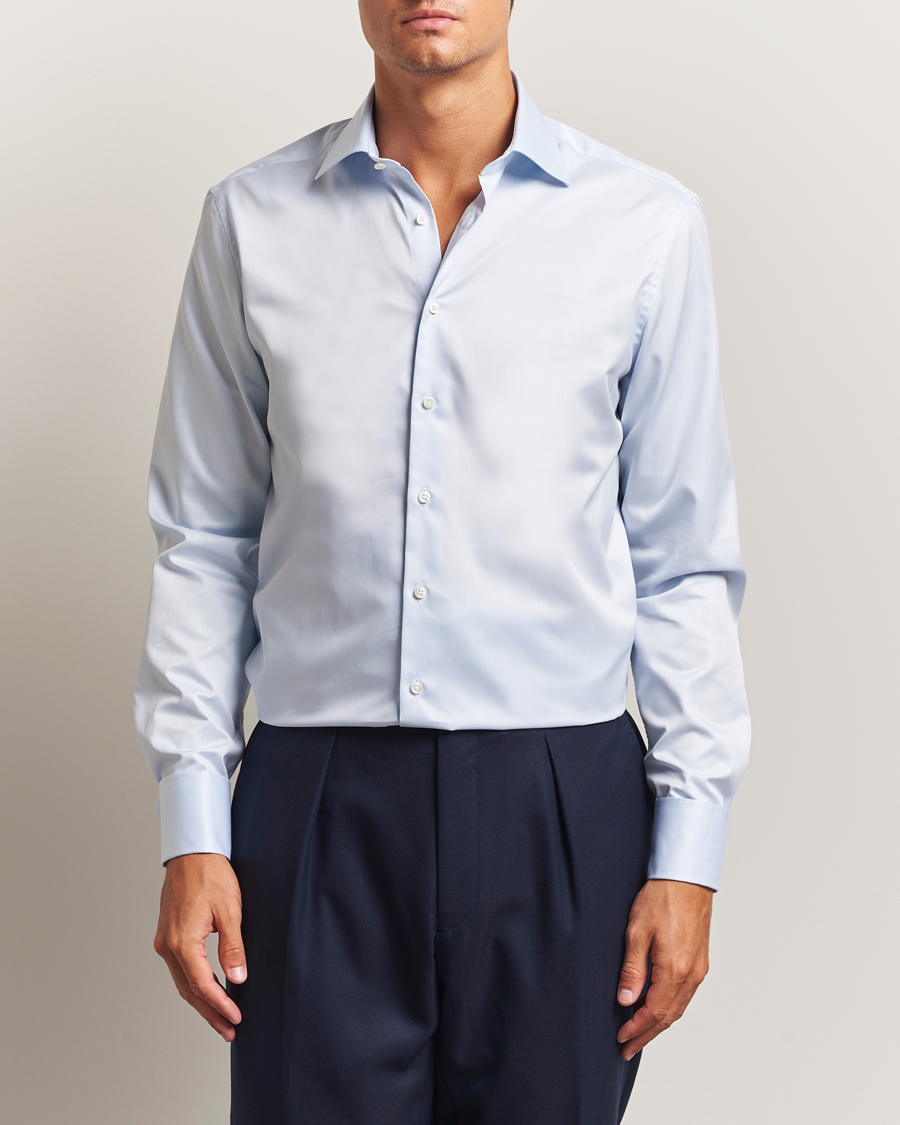 Herr | Skjortor | Stenströms | Regular Fit Cotton Twill Double Cuff Shirt Blue