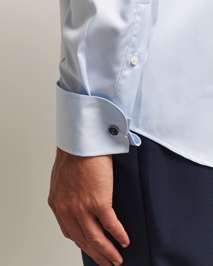 Herr | Skjortor | Stenströms | Regular Fit Cotton Twill Double Cuff Shirt Blue