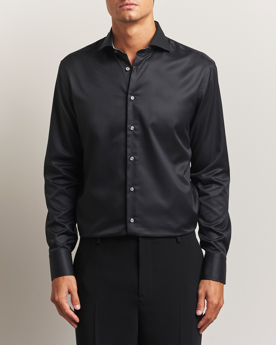 Herr | Skjortor | Stenströms | Regular Fit Contrast Shirt Black