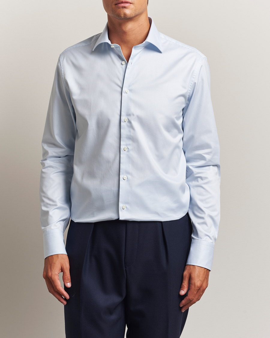 Herr | Skjortor | Stenströms | Regular Fit Thin Stripe Shirt White/Blue