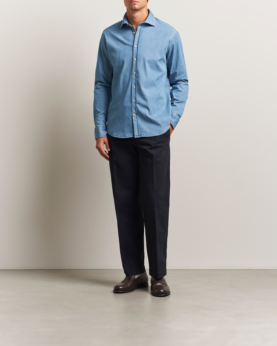 Herr | Skjortor | Stenströms | Regular Fit Garment Washed Shirt Light Denim