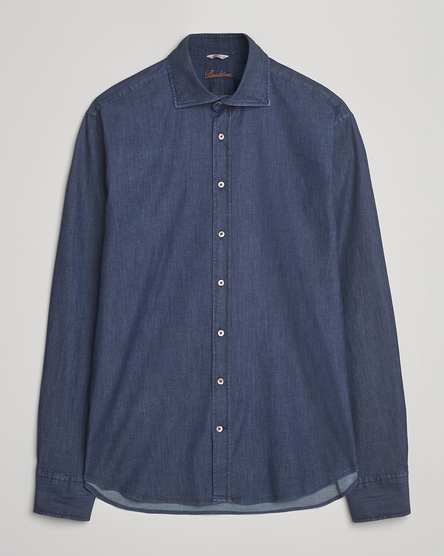 Herr | Skjortor | Stenströms | Regular Fit Garment Washed Shirt Dark Denim