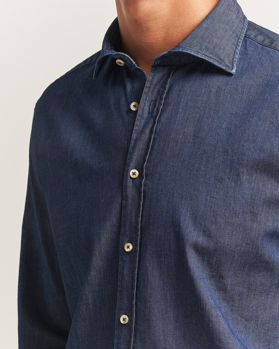 Herr | Skjortor | Stenströms | Regular Fit Garment Washed Shirt Dark Denim